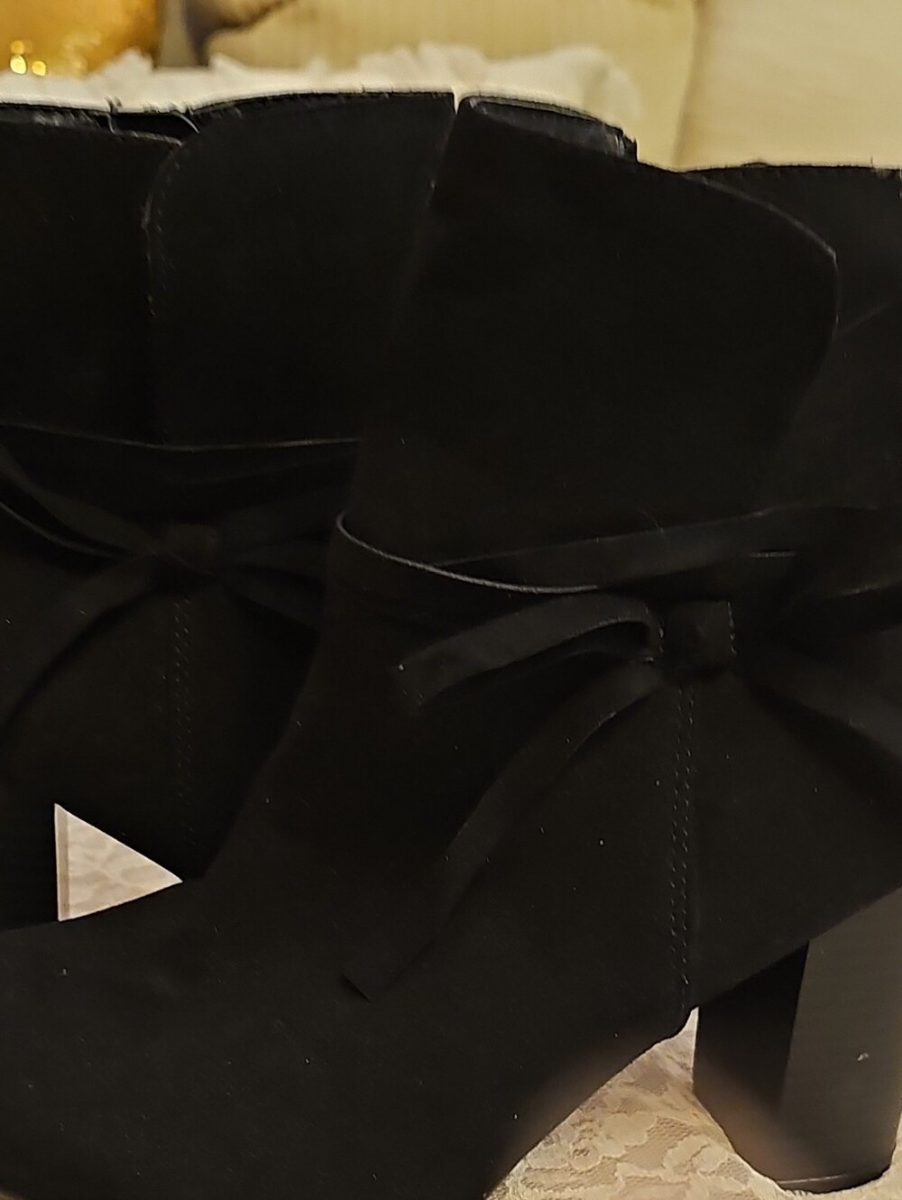 Christian Siriano for Payless Black Ankle Bootie Zip Round Toe Bow US 7.5 - Picture 3 of 5